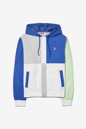 FILA Bem Color Blocked Light Weight Jackets Blue / White / Grey,Mens Clothing | CA.AVEWFN951